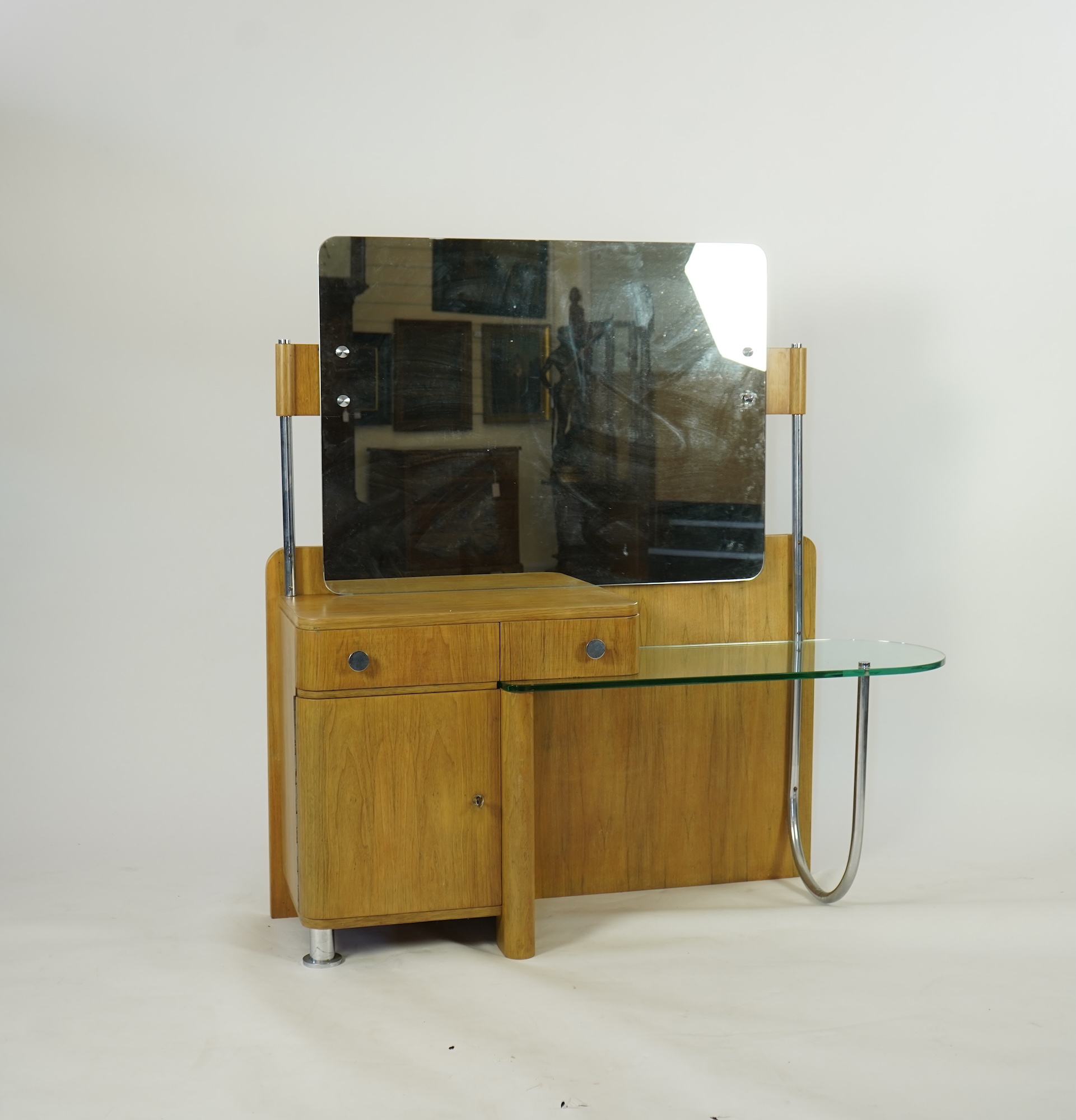 A Belgian Art Deco modernist walnut dressing table, by De Coene